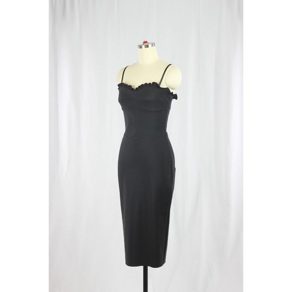 GRETA CONSTANTINE Faelyn Navy Neoprene Ruffle Trim Sheath Dress, Size XS - Picture 4 of 14